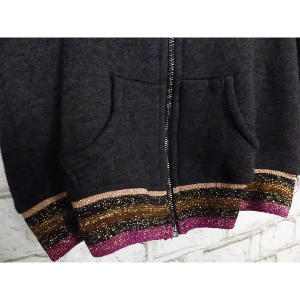 $74 Spiritual Gangster Namaste Patch Full Zip Girl's Gray Yoga Hoodie 12 NEW - Picture 3 of 8